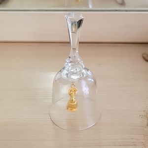 Clear Glass Bell with Gold Mother Goose Ringer